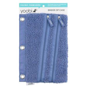 Yoobi Blue Sherpa Binder Zip Case With 3-Ring Grommets & Dual Zippered Compartme